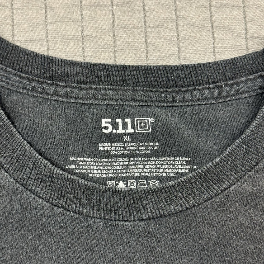 511 Tactical T Shirt Men XL Black Flames Logo Utility Workwear Outdoors Faded - Picture 6 of 10